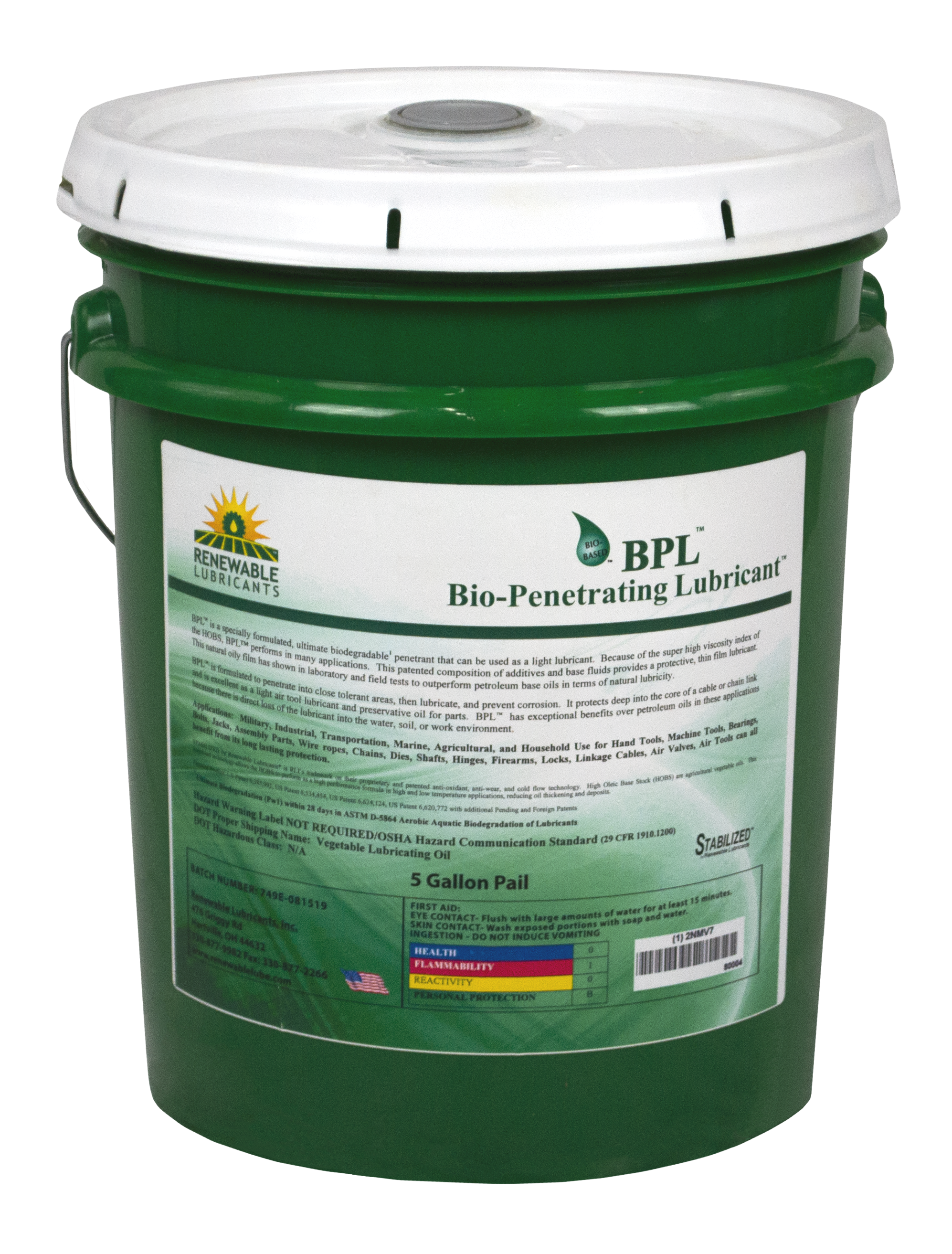 80004 Bio Penetrating Lubricant BPL 5 Gal Pail