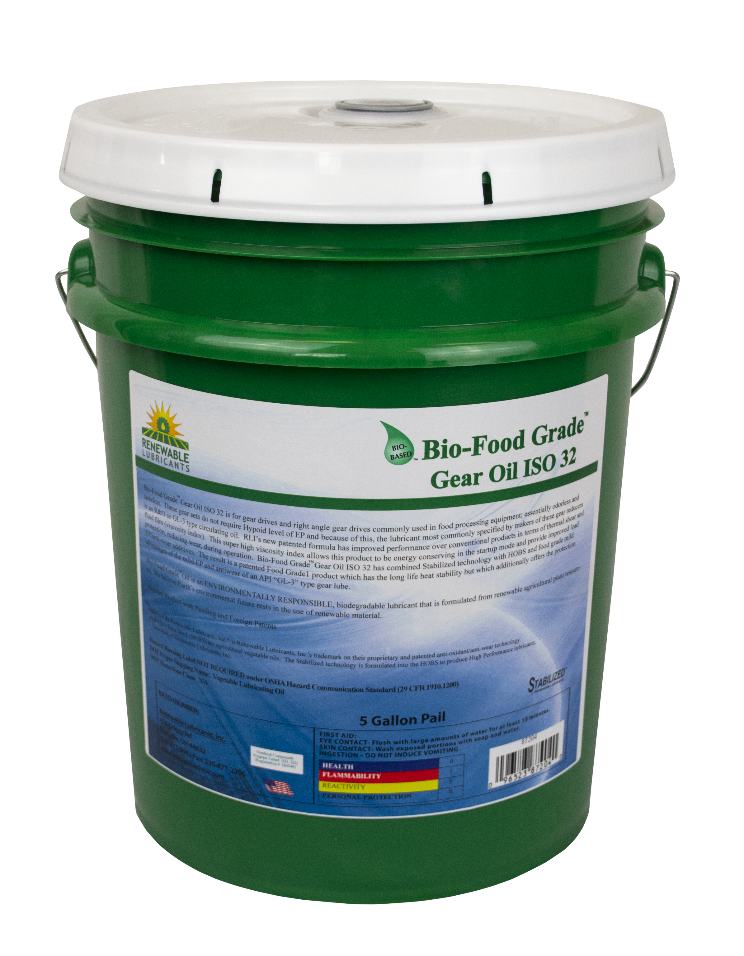 87204 Bio Food Grade Gear Oil ISO 32 5 Gal Pail